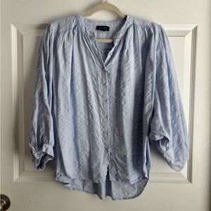 Light Blue Button-Front Women’s Blouse